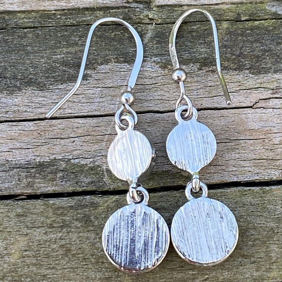 Baby Blue dainty double drop earrings silver tone fashion earrings - Picture 5 of 8